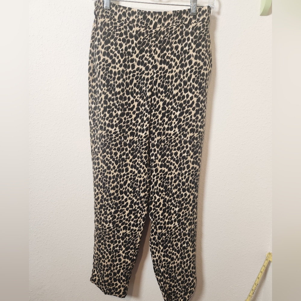 J. Crew‎ Jamie Pant Leopard Print Ankle Length Pockets Elastic Waistband Size 6